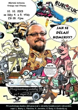 Spisovatel Jiří Walker Procházka v knihovně